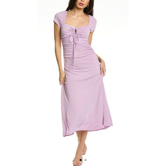 Cinq a Sept Janis Square Neck Pale Iris MIDI Dress NWT Size 12 - Picture 3 of 11